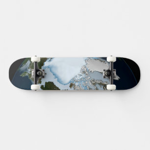 Der Planet Erde zeigt eine Eisdecke im Jahr 1980. Skateboard