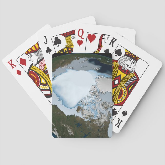 Der Planet Erde zeigt eine Eisdecke im Jahr 1980. Spielkarten (Rückseite)
