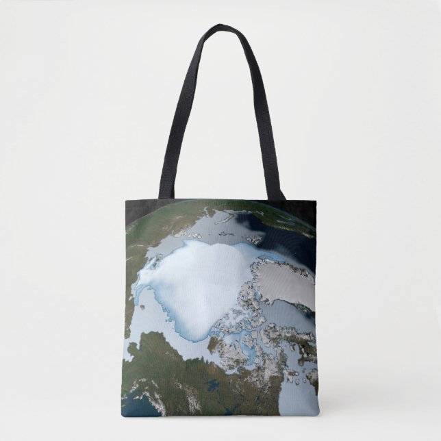 Der Planet Erde zeigt eine Eisdecke im Jahr 1980. Tasche (Vorderseite)
