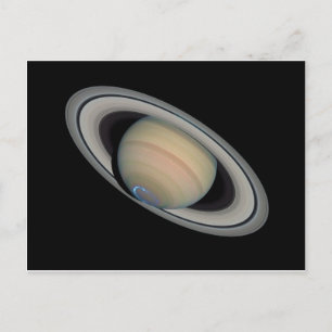Der Planet Saturn mit den Auroras der südlichen He Postkarte