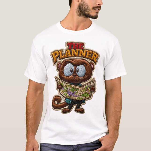 Der Planner Stickerei-Patch Style Entdecker T-Shirt (Vorderseite)