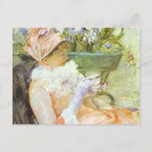Der Pokal des Tees, Portrait von Lydia, Mary Cassa Postkarte