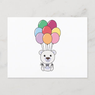 Der Polarbär fliegt mit farbenfrohen Balloons zusa Postkarte