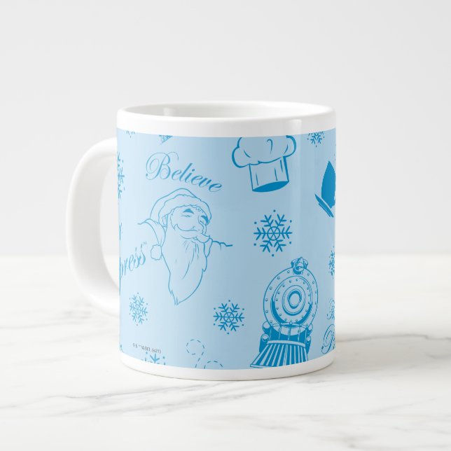 Der Polarexpress | Blaues Holiday Icon Muster Jumbo-Tasse (Vorderseite Links)