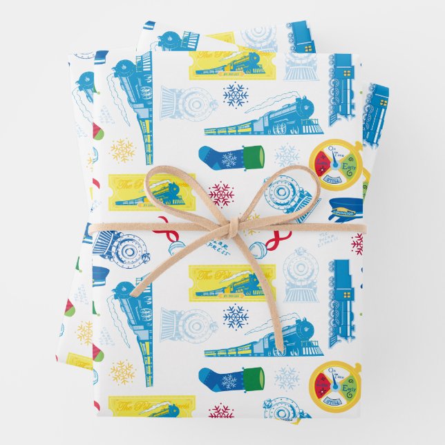 Der Polarexpress | Christmas Icon Muster Geschenkpapier Set (Beispiel)