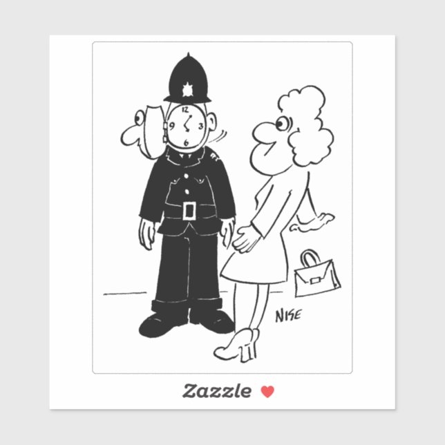 Der Polizist hat den Cartoon der Uhr. Aufkleber (Blatt)