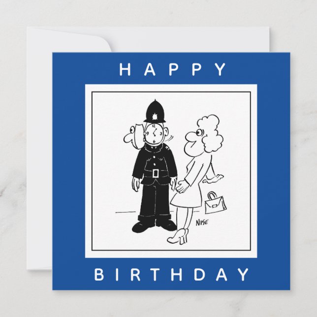 Der Polizist hat den Cartoon der Uhr. Karte (Vorderseite)