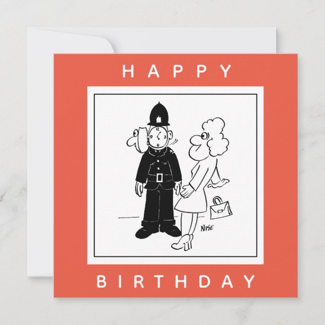 Der Polizist hat den Cartoon der Uhr. Karte (Vorderseite)