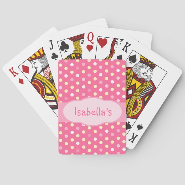 Der Polka-Punkt der Mädchen mit Namen der Spielkar Spielkarten (Rückseite)