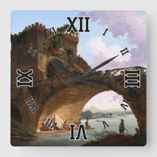 Der Ponte Salario von Hubert Robert Quadratische Wanduhr