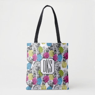 Der Pop-Kunst-Ananas-und Palmblatt-  Monogramm Tasche