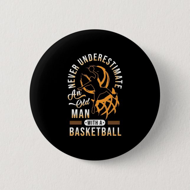 Der Power eines alten Mannes mit einem Basketball Button (Vorderseite)