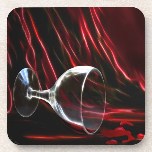 Der Power Rot schlug das Weinglas nieder Getränkeuntersetzer (Vorderseite)