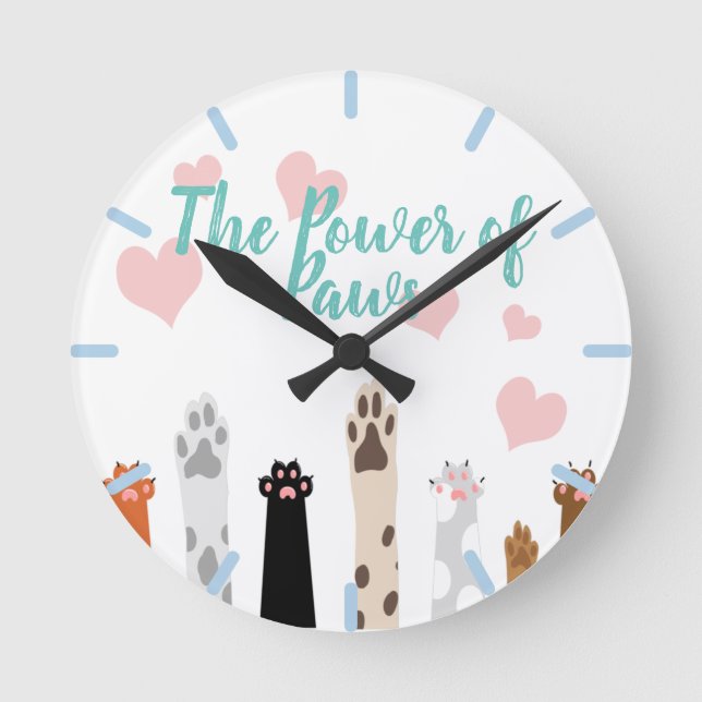 Der Power von Paws  Runde Wanduhr (Vorderseite)