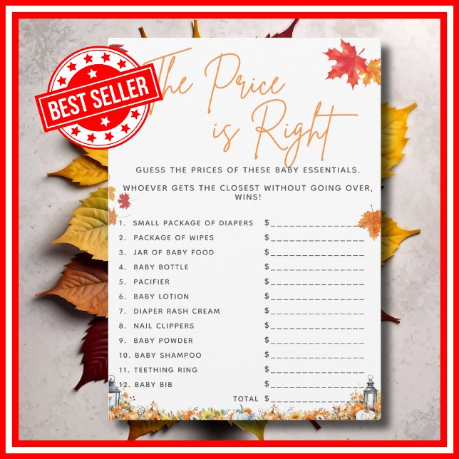 DER PREIS IST DAS RICHTIGE Baby Duwer Game Little  Einladung (UNSCRAMBLE Baby Shower Game with Answers A Little Pumpkin is on the Way Invitation )