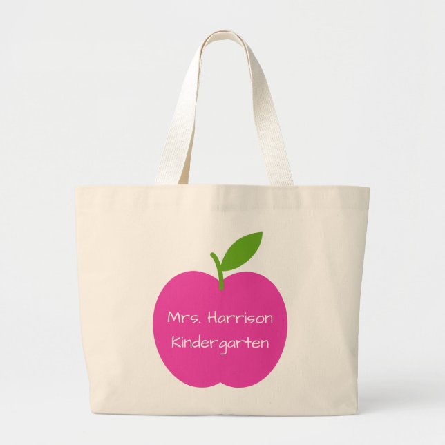 Der Preppy Apple des rosa und grünen Lehrers Jumbo Stoffbeutel (Vorne)