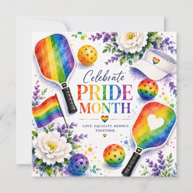 Der Pride Pickleball Regenbogen thematisiert Einladung (Vorderseite)