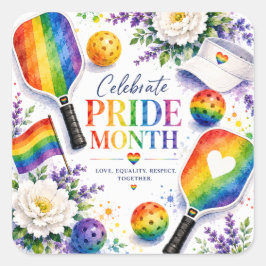 Der Pride Pickleball Regenbogen thematisiert Quadratischer Aufkleber