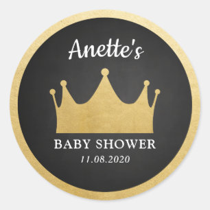 Der Prinz-Crown   Tafel Babyparty-Goldfolien-  Runder Aufkleber