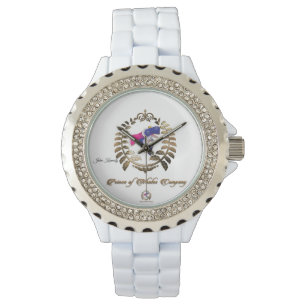 Der Prinz der Uhr-Frauen des Wal-Weiß-Emails Armbanduhr