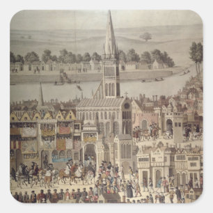 Der Prozess der Krönung von König Edward VI Quadratischer Aufkleber