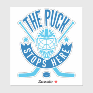 Der Puck hält hier Hockey Goalie auf Aufkleber