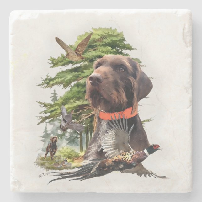 Der Pudelpointer Steinuntersetzer (Vorderseite)