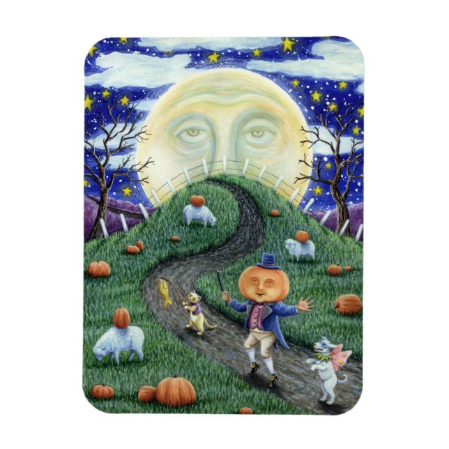 DER PUMPKIN-MENSCHENMEETING MANN IM MUND, HALLOWEN MAGNET (Vertikal)