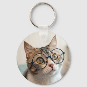 Der Purr-Fessor: Eine scholare Katze in Brillen Schlüsselanhänger