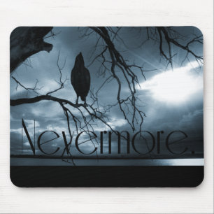 Der Rabe - nie wieder Sunbeams u. Baum-Blau Mousepad