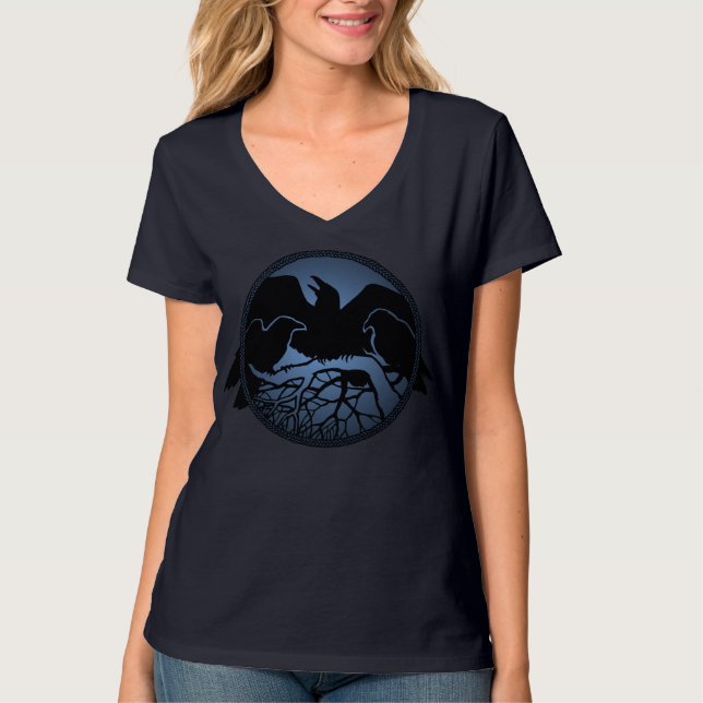 Der Raben-Kunst-Shirt-Damen der Frauen T-Shirt (Vorderseite)