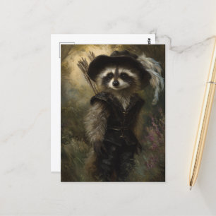 Der Raccoon Bogenschießspezialist in Schwarz gekle Postkarte