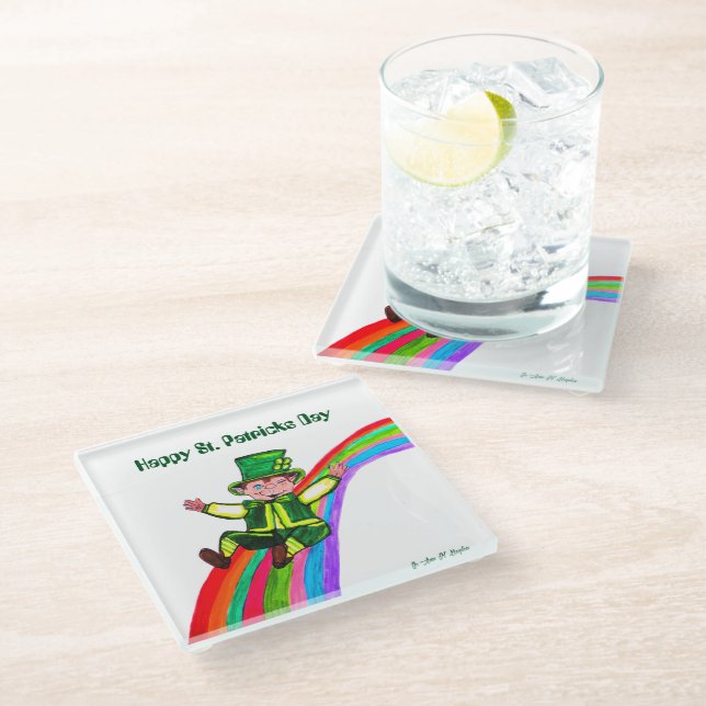 DER RAINBOW DER LEPRECHAUN GLASUNTERSETZER (Schrägansicht)