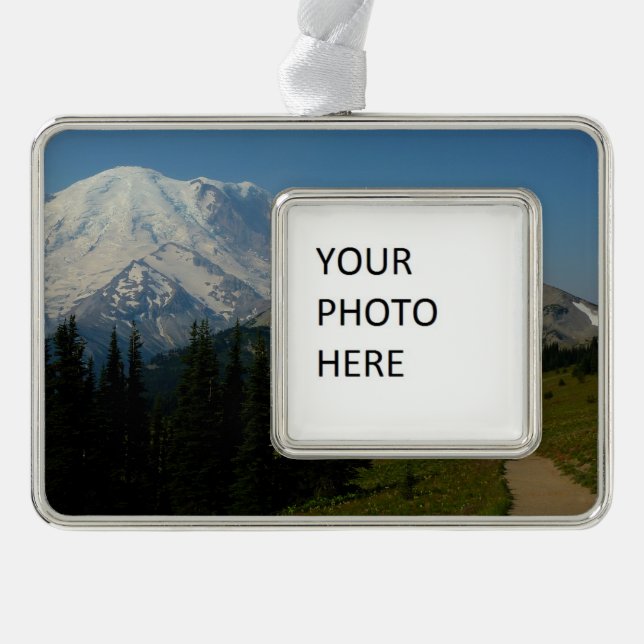 Der Rainier vom Sourdough Ridge Trail Rahmen-Ornament Silber (Vorderseite)
