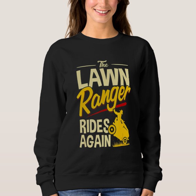 Der Rasenmäher fährt wieder auf dem Rasen. Sweatshirt (Vorderseite)
