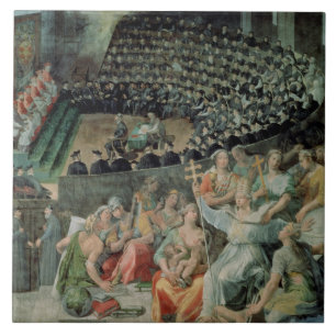 Der Rat von Trent, 1588-89 (Fresko) Fliese