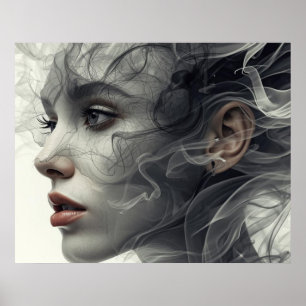 Der rauchige Schleier auf einer quadratischen Wand Poster