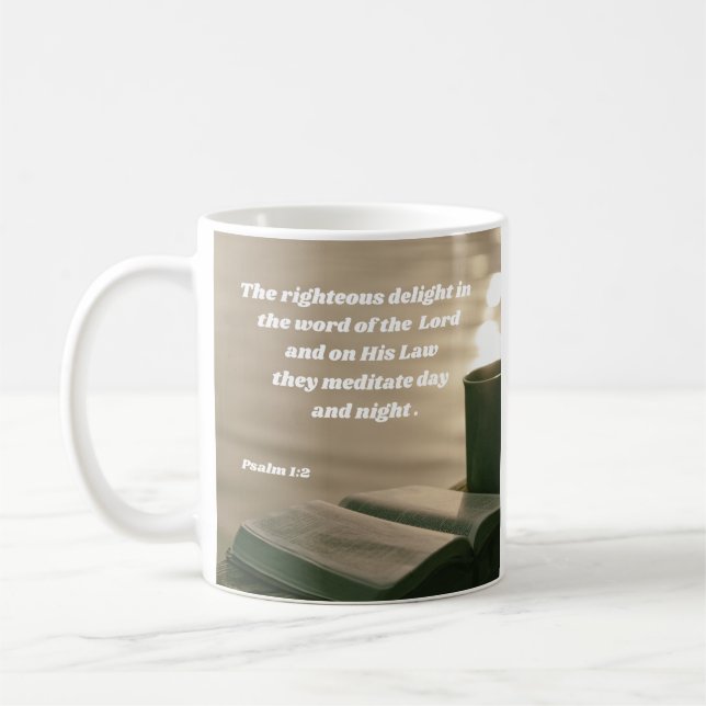 Der rechte Meditat über Gottes Wort Psalm 1:2 Kaffeetasse (Links)
