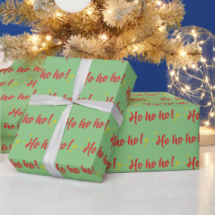 Der Red Ho Ho Ho Text auf grünem Hintergrund Gesch Geschenkpapier