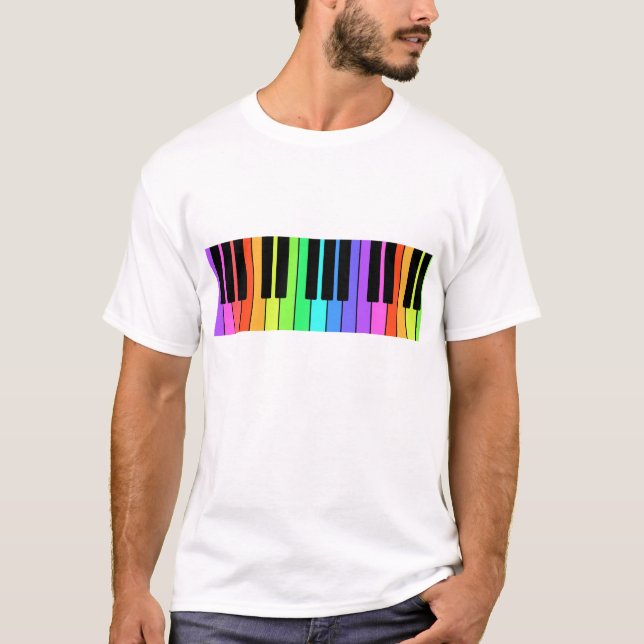 Der Regenbogen-Tastatur-T - Shirt des Musikers (Vorderseite)