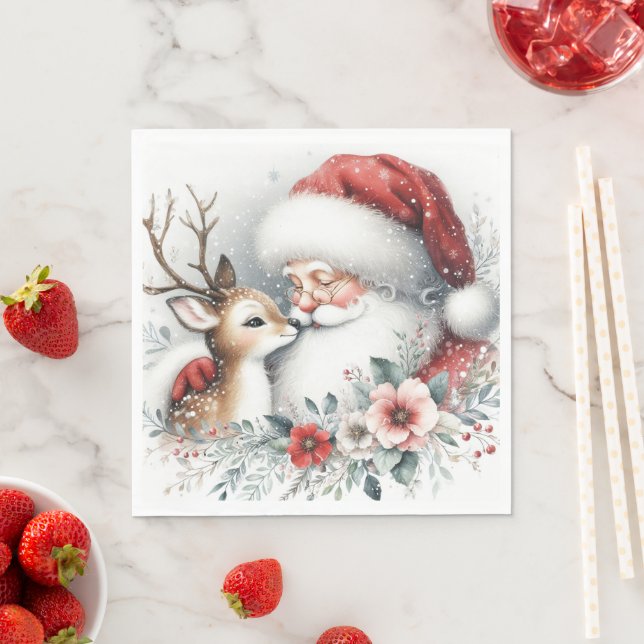 Der Reindeer Kiss des Weihnachtsmanns Serviette (Beispiel)