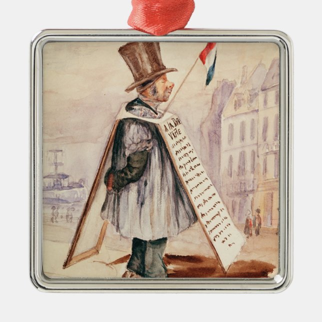 Der Reklametafel-Mann, Boulevard du Temple, 1839 Ornament Aus Metall (Vorne)