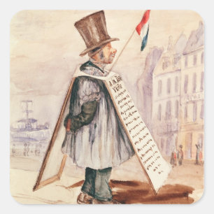 Der Reklametafel-Mann, Boulevard du Temple, 1839 Quadratischer Aufkleber