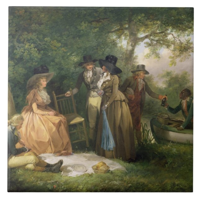 Der Repast des Anglers (Öl auf Leinwand) Fliese (Vorderseite)