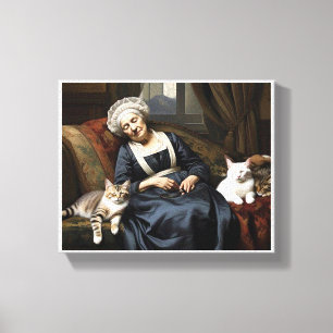 " DER REPOSE DER KATZLADY " LEINWANDDRUCK