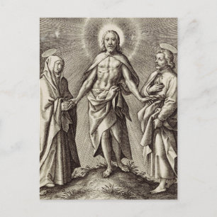 Der Retreen Christus steht auf einem Hügel Postkarte