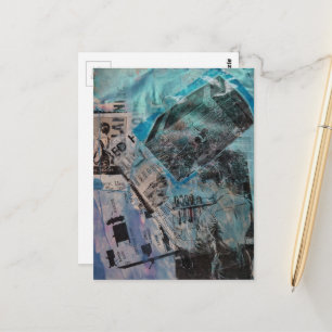 Der Retro-Mann mit Kofferraum und Sägen Collage Postkarte
