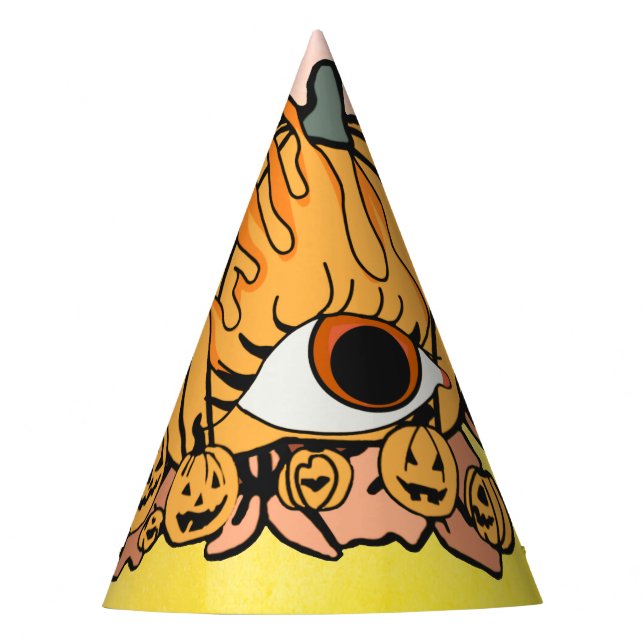 Der Retro Pumpkin-Flammenauge Partyhütchen (Vorderseite)