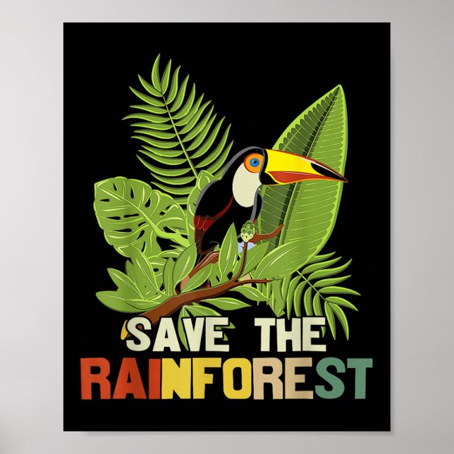 Der Retro-Stil des Regenwaldes Earth Day gerettet Poster (Vorne)