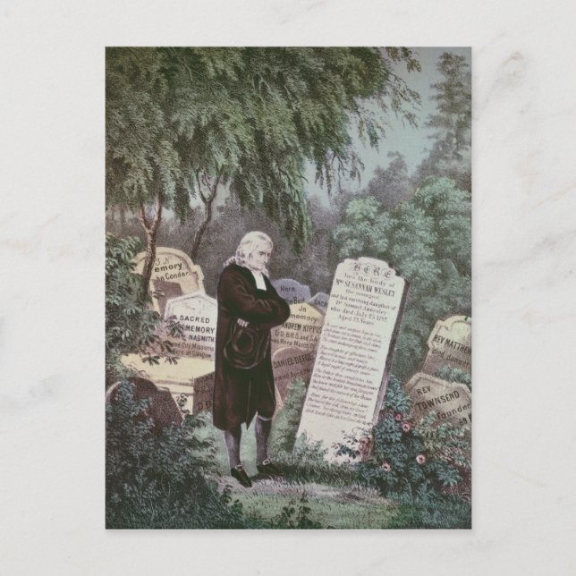Der Rev. John Wesley besucht das Grab seiner Mutte Postkarte (Vorderseite)